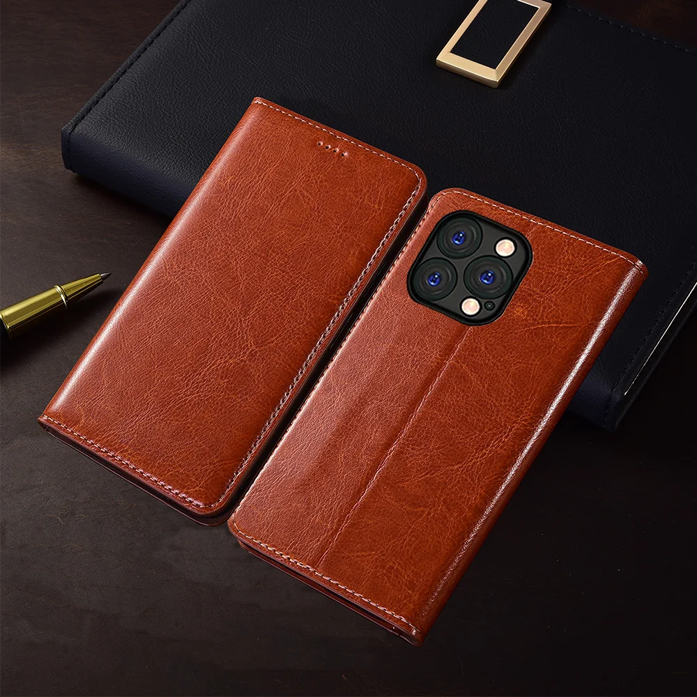 

Crazy Horse Genuine Leather Flip Case For ZTE Redmagic 5S 6 6S 7 7S 8 8S 9 9S 10 Pro Plus Air 5G Cover Card Cases Scratch Proof