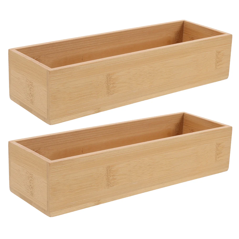 

2Pcs Storage Wooden Boxes Small Bamboo Craft ganizer Without Lid For Makeup Office Supplies Home Use Durability Term