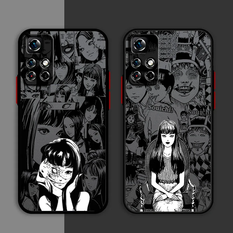 Anime Junji Ito Phone Case For Redmi Note 13 12 11 10 Pro Plus Pro S T 5G Matte Frosted Translucent Cover