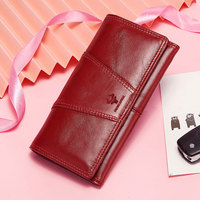 KAVIS 100% Genuine Leather Women Wallets Long Clutches Female Handy Wallet For Girls Lady Cell Phone Holders Money Pocket