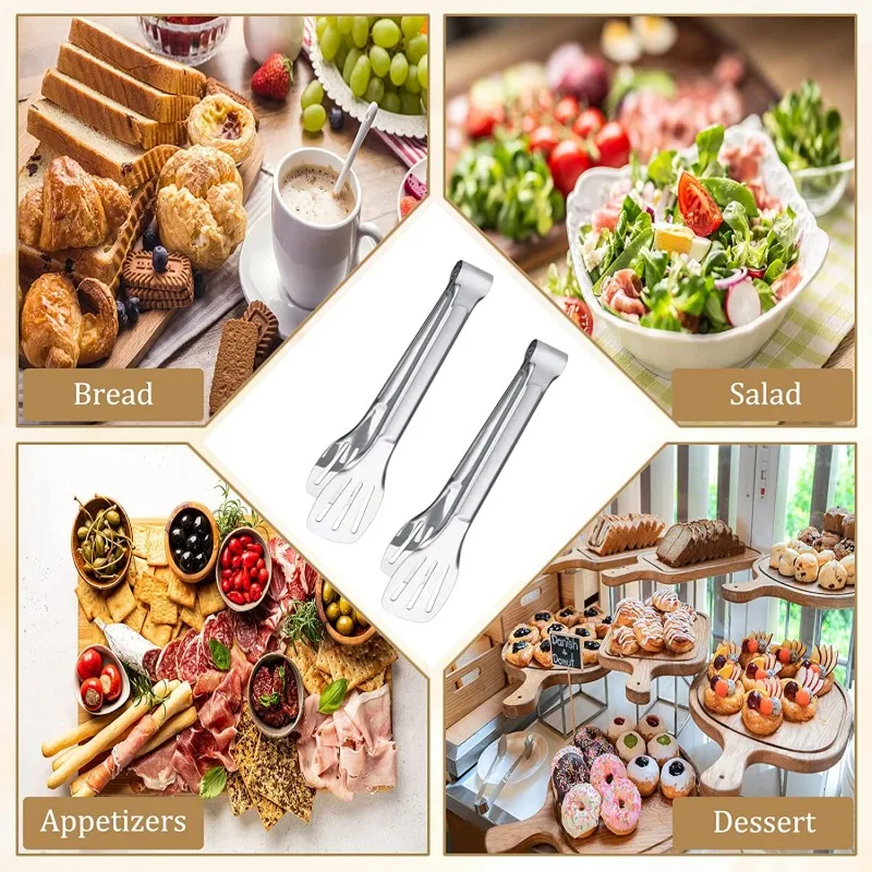 Stainless Steel Barbecue Clips Non-Stick Food Tong Anti Heat BBQ Bread Clip Pastry Salad Desserts Tong Kitchen Tools Accessories