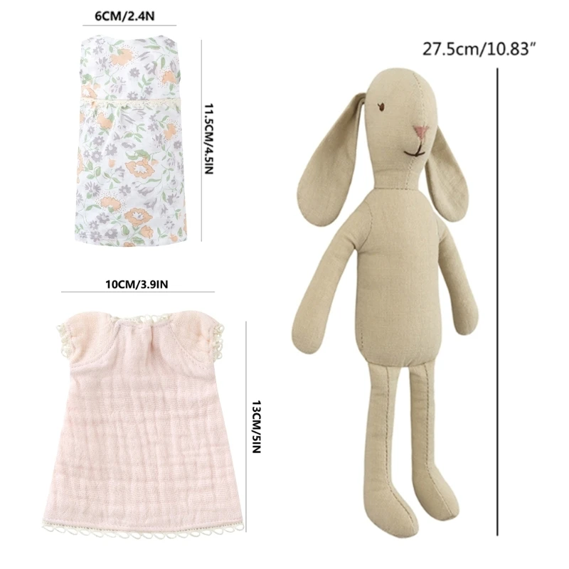 10inch Lovely Stuffed Rabbit Toy/ Dress Up Clothes Dress Girls DIY Roleplay