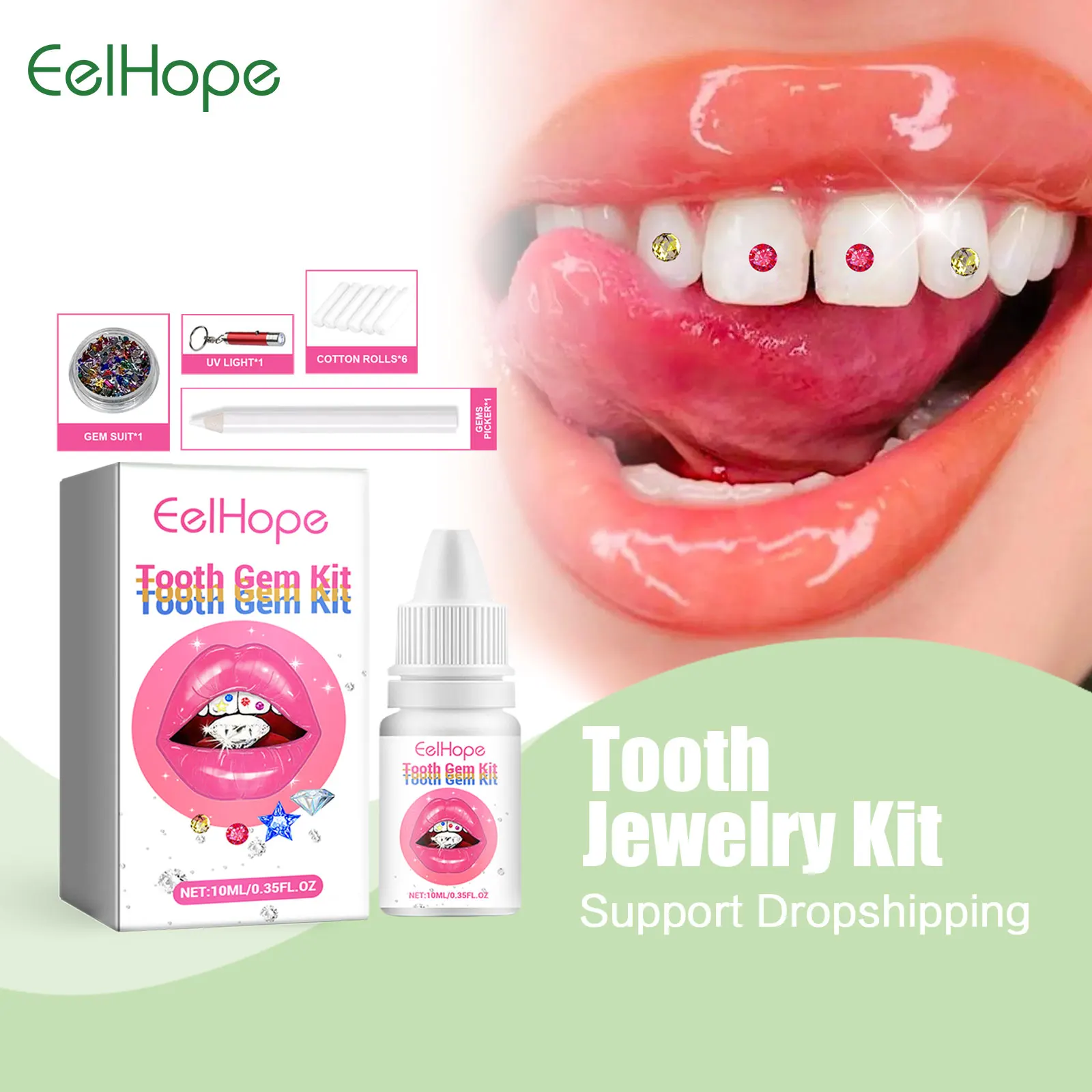 DIY Tandedelstenen Kit Met Lijm En Uv Licht Diamant Kristal Sieraden Tanden Decoratie Mode Tand Sieraden Set Tandheelkundige Ornamenten