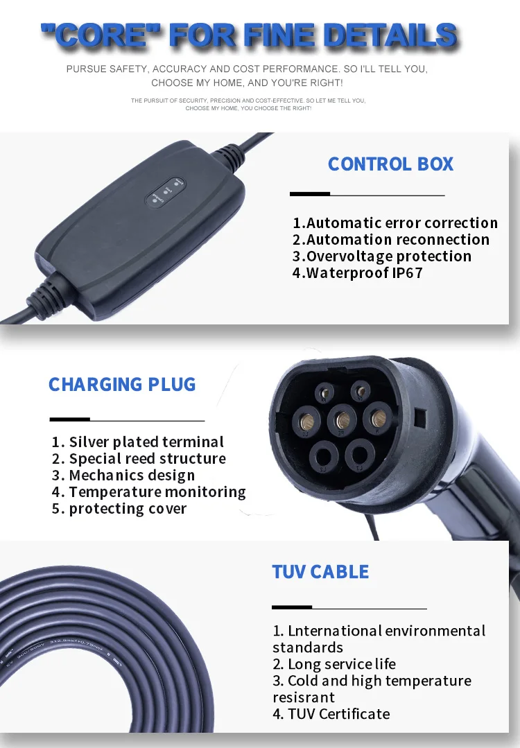 European Standard Plug  Mode 2 EV Charging 16amp Chargers Electric Vehicles Type  Home  Car  Station