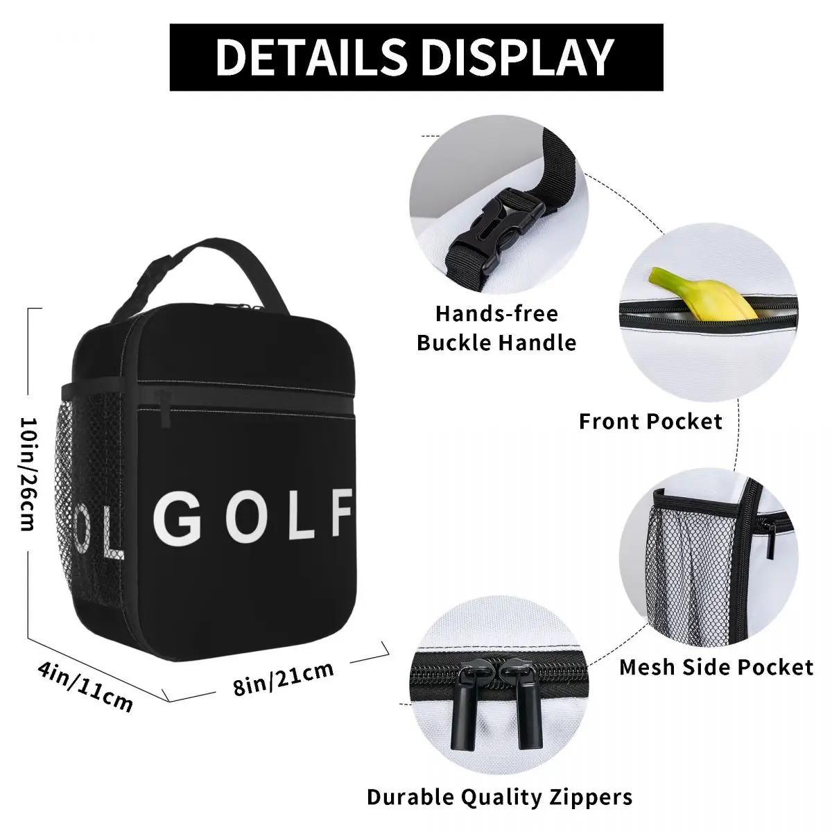 Custom Golf Logo Lunch Bag Men Women Cooler Warm Insulated Lunch Boxes for Children School