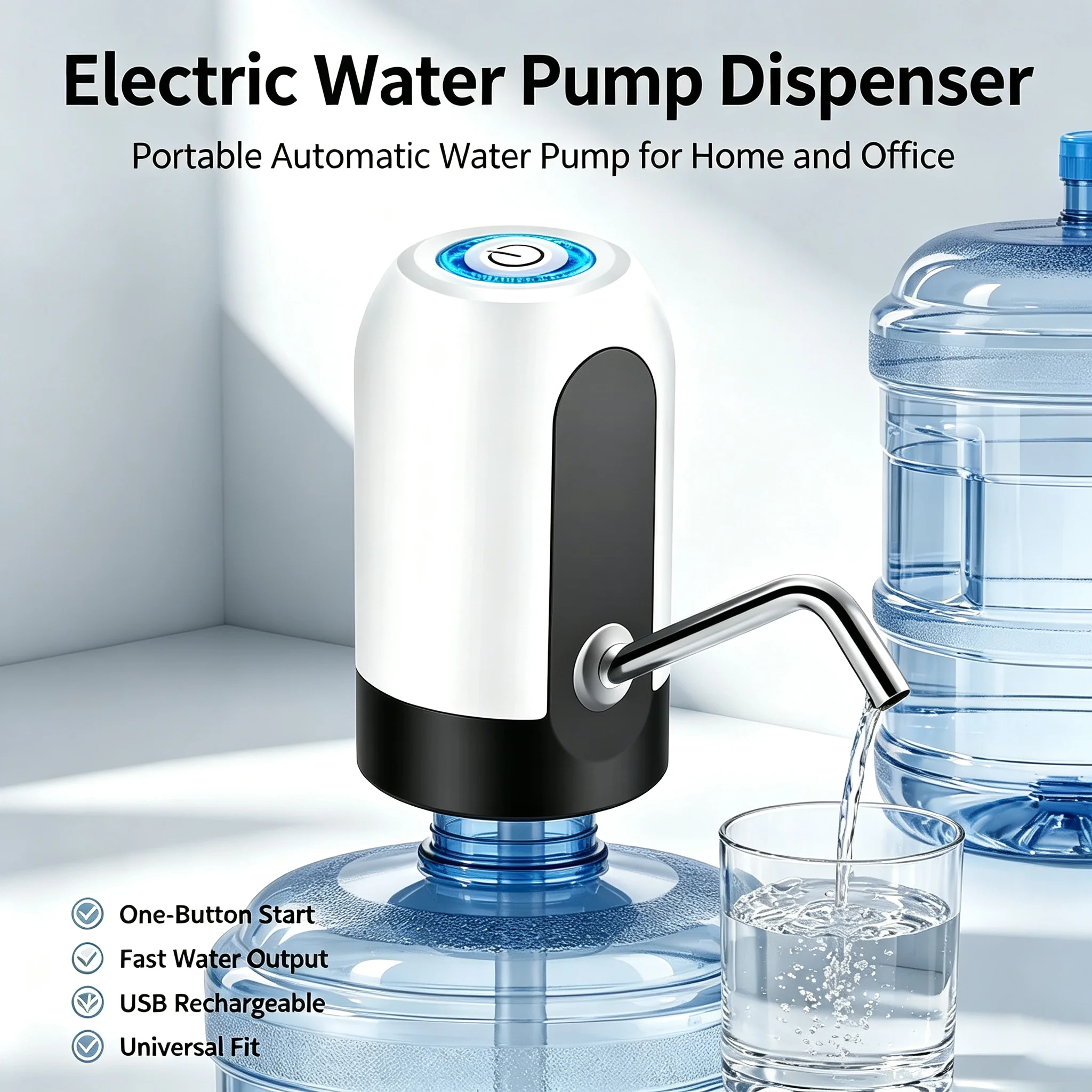 Water Bottle Pump 5 Gallon USB Charging Automatic Drinking Portable Electric Water Dispenser Switch