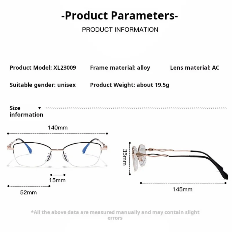 MOMOJA Alloy Women's Cat Eye Half Glasses Ultra Light Retro Fashion Trendy Elegance High Quality Daily Casual Eyeglasses XL23009
