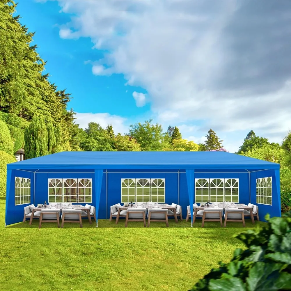 

10 * 30ft Party Tent with 8 Removable Sidewalls and 2 Doors,Outdoor Gazebo Wedding Patio Camping Carport Canopy Shade Canop