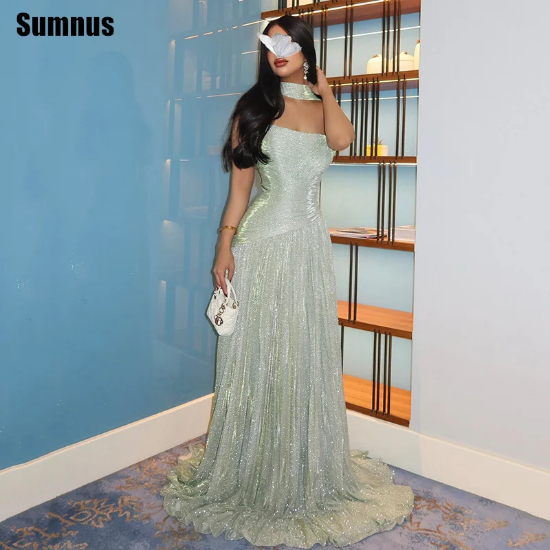 

Sumnus Sparkly A-Line Prom Dress Strapless Pleats Draped Maxi Formal Evening Dress Gala فساتين سهرات 2026 Customized