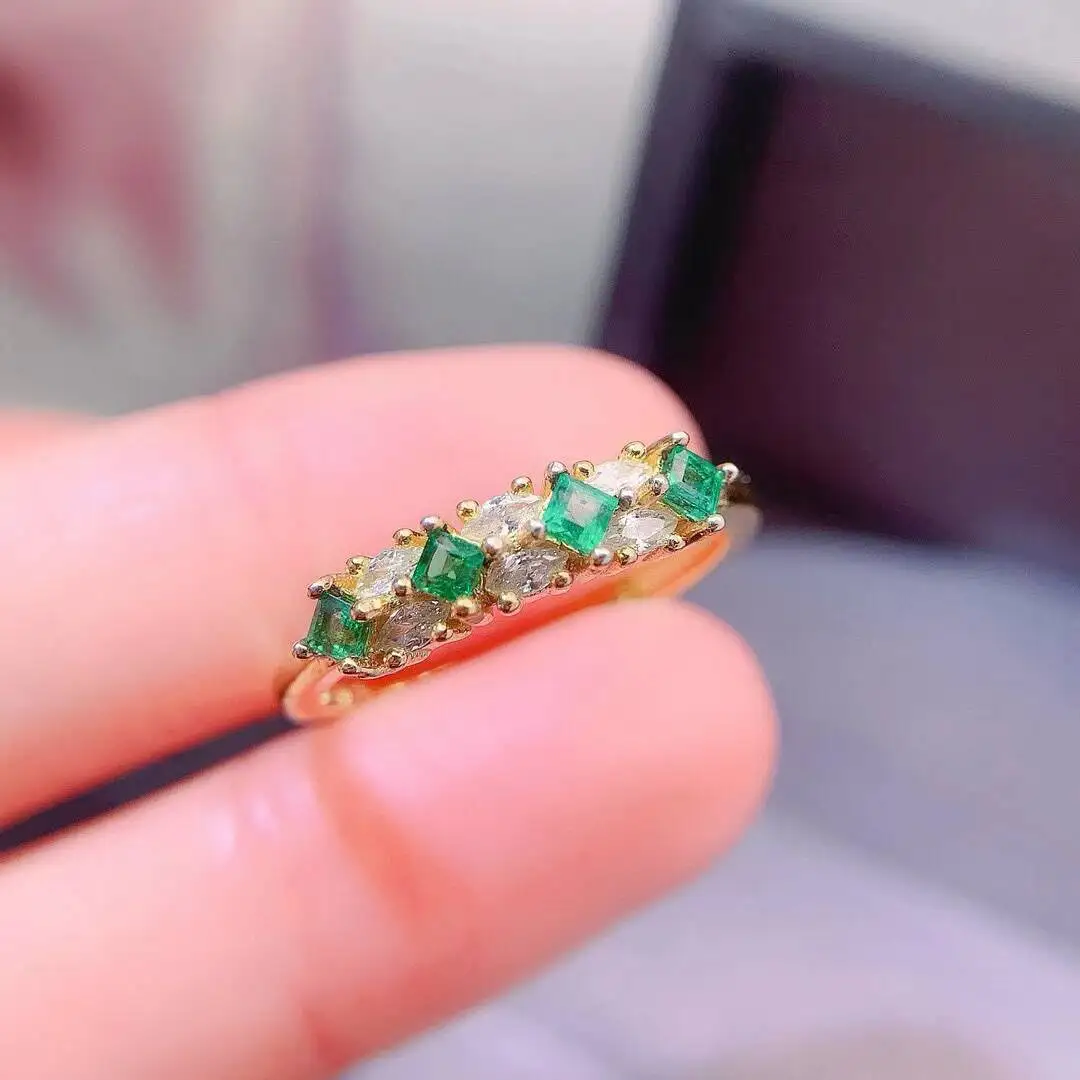 KJJEAXCMY high-grade Jewelry Natural Women's Emerald Ring S925 Silver Colorful and splendid Crystal pure fire flash explosion