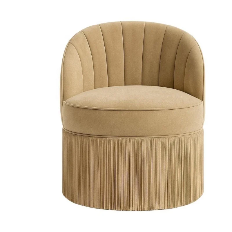 &Fringe Club Chair Modern Elegant Barrel Accent Fringe Chair for Living Room Bar Club Furniture