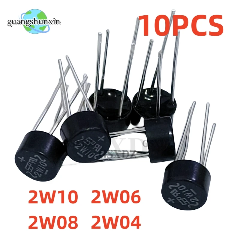 10PCS 2W04 2W06 2W08 2W10 DIP-4 bridge rectifier IC
