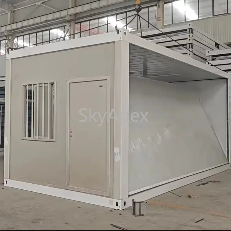 Customizable  Contemporary  Steel Wooden Sandwich Panel Modular Outdoor Flat Pack Folding Container House for Office Space Malls