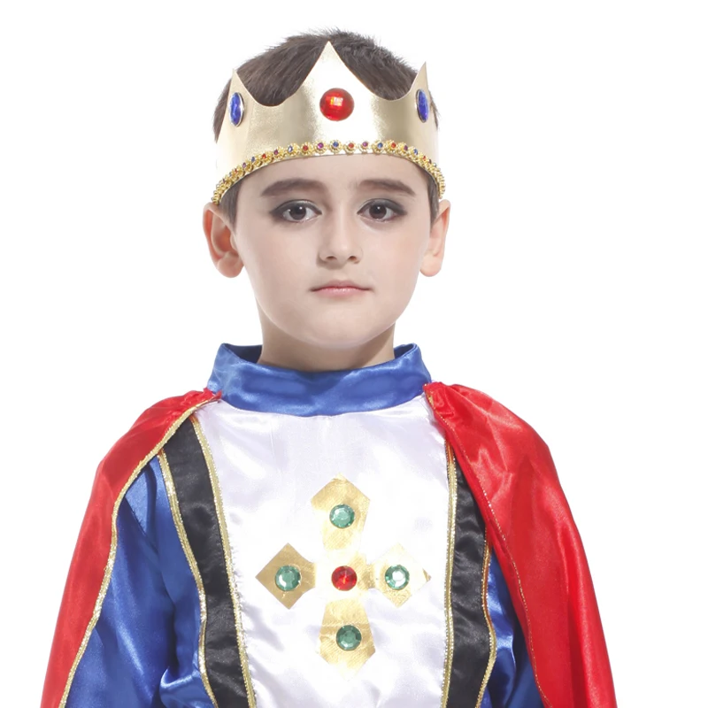 Halloween Cloak Crown Belt Prince King Crown Cosplay Costume Christmas Birthday Party Gift Children Boys No Scepter