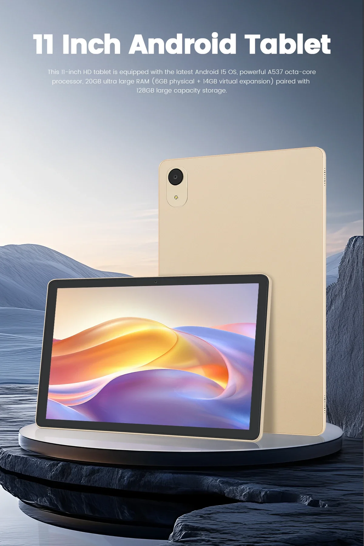 Paitanry 2026 NEW 11 Inch Android 15 Tablet PC 20GB (6+14GB) RAM 128GB ROM Octa Core 6000mAh Google Play GMS WiFi Global Tablet