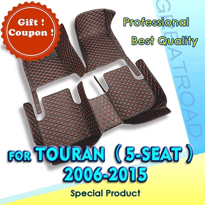 Car Floor Mats For Volkswagen TOURAN 5-seat 2006-2015 2014 2013 2012 2011 Custom Auto Foot Pads Automobile Carpet Cover interior