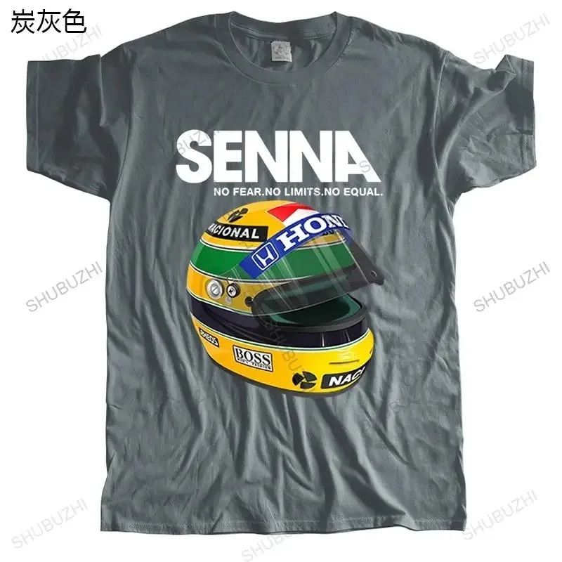 Man Summer Cotton T-shirt Ayrton Senna Helmet Tee Tops Clothing 1 Race Car Man Crew Neck Short Sleeve T Shirt Popular Big Size