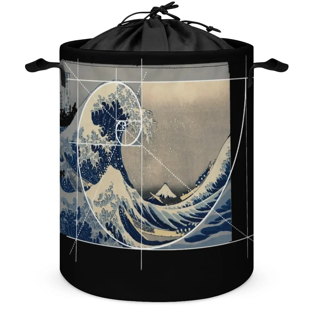 Hokusai Meets Fibonacci Golden Ratio Version Storage Box Laundry Basket Dust Proof Staying Books And Great to The Touch Can Be F