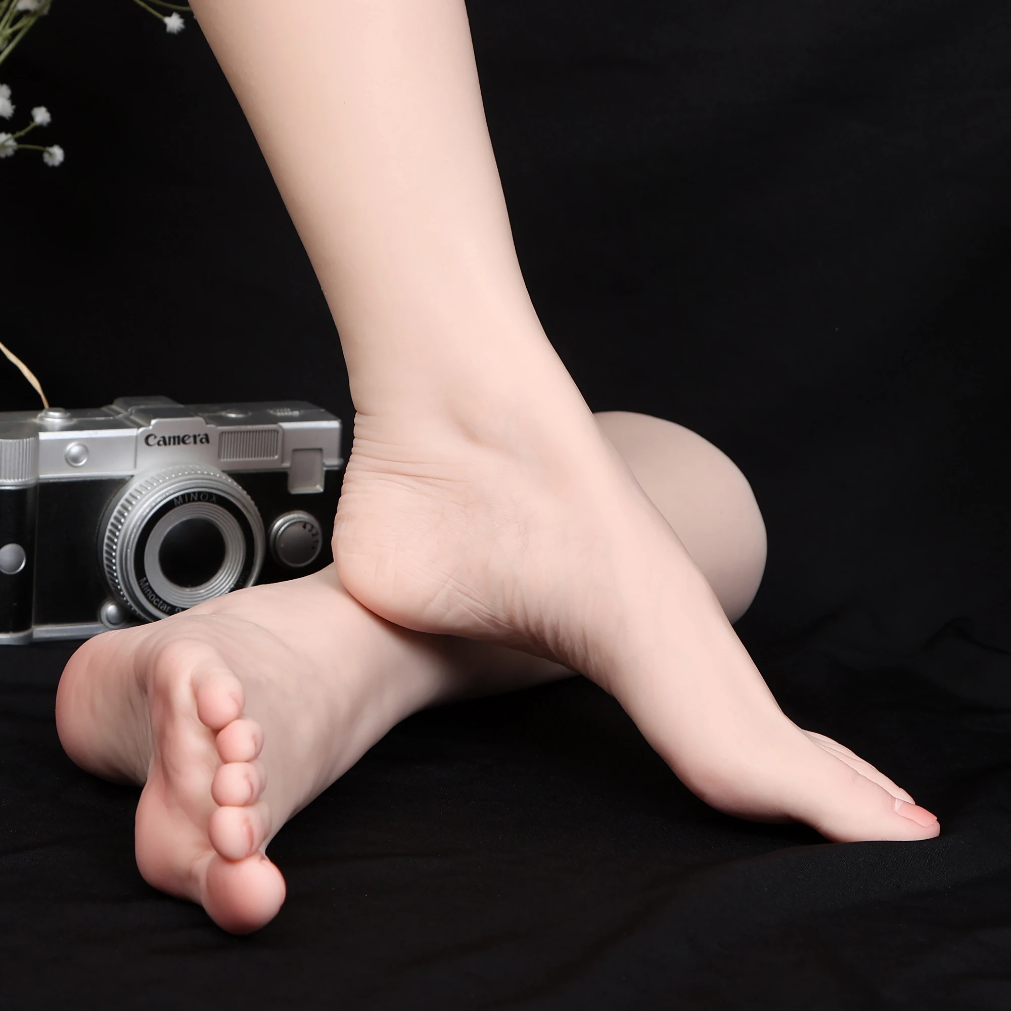 Modello di piede femminile ad alta simulazione Piedini di manichino per manicure finta in silicone JDWTA Gamba inferiore Punta nuda Scarpe Display Puntelli Salon Art