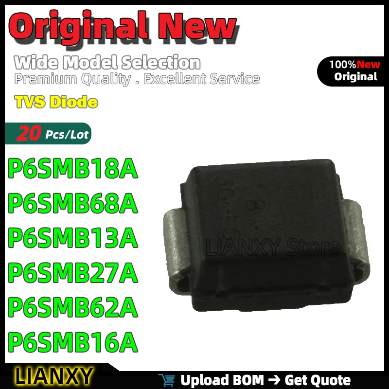 20pcs SMB-2 P6SMB18A P6SMB68A P6SMB13A P6SMB27A P6SMB62A P6SMB16A TVS Diode New Original