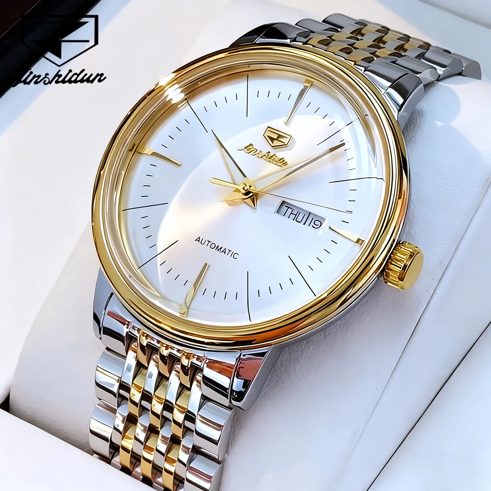 JSDUN Top Brand Men's Watches Luxury Business Fine Steel Arch-shaped Sapphire Mirror Original Automatic Mechanical Wristwatch