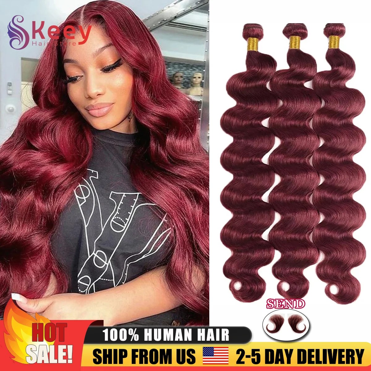 99J بورجوندي الجسم موجة حزم الشعر البشري 100% غير المجهزة عذراء البرازيلي شعر بشري متموج النبيذ الأحمر ريمي حزمة وصلات شعر