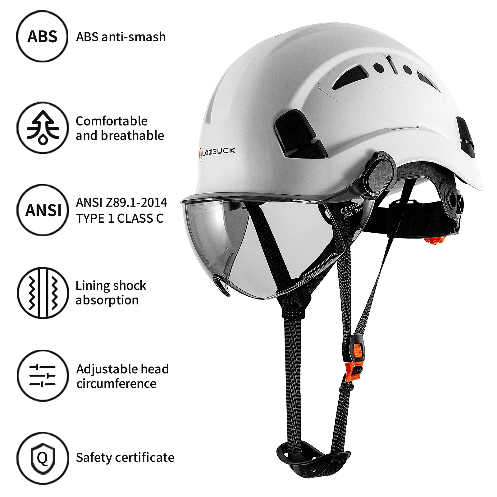 LOEBUCK American style construction with goggles, CE safety helmet, and EN937 standard for high-altitude outdoor rescue at const image 2
