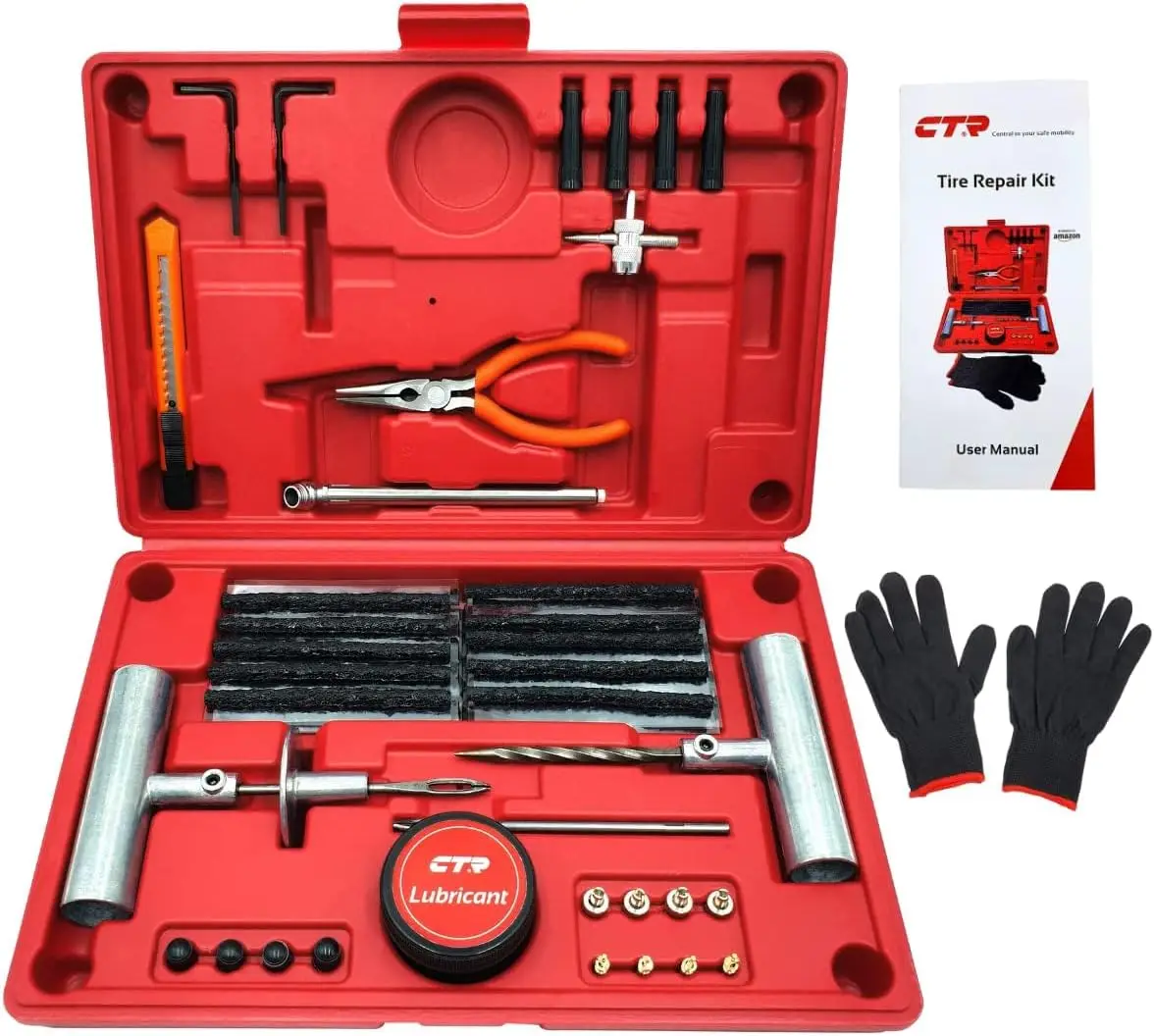 

Heavy Duty Tire Plug Kit - 68pcs All-in-One Universal Tire Repair Kit with Plugs, Professional Tools