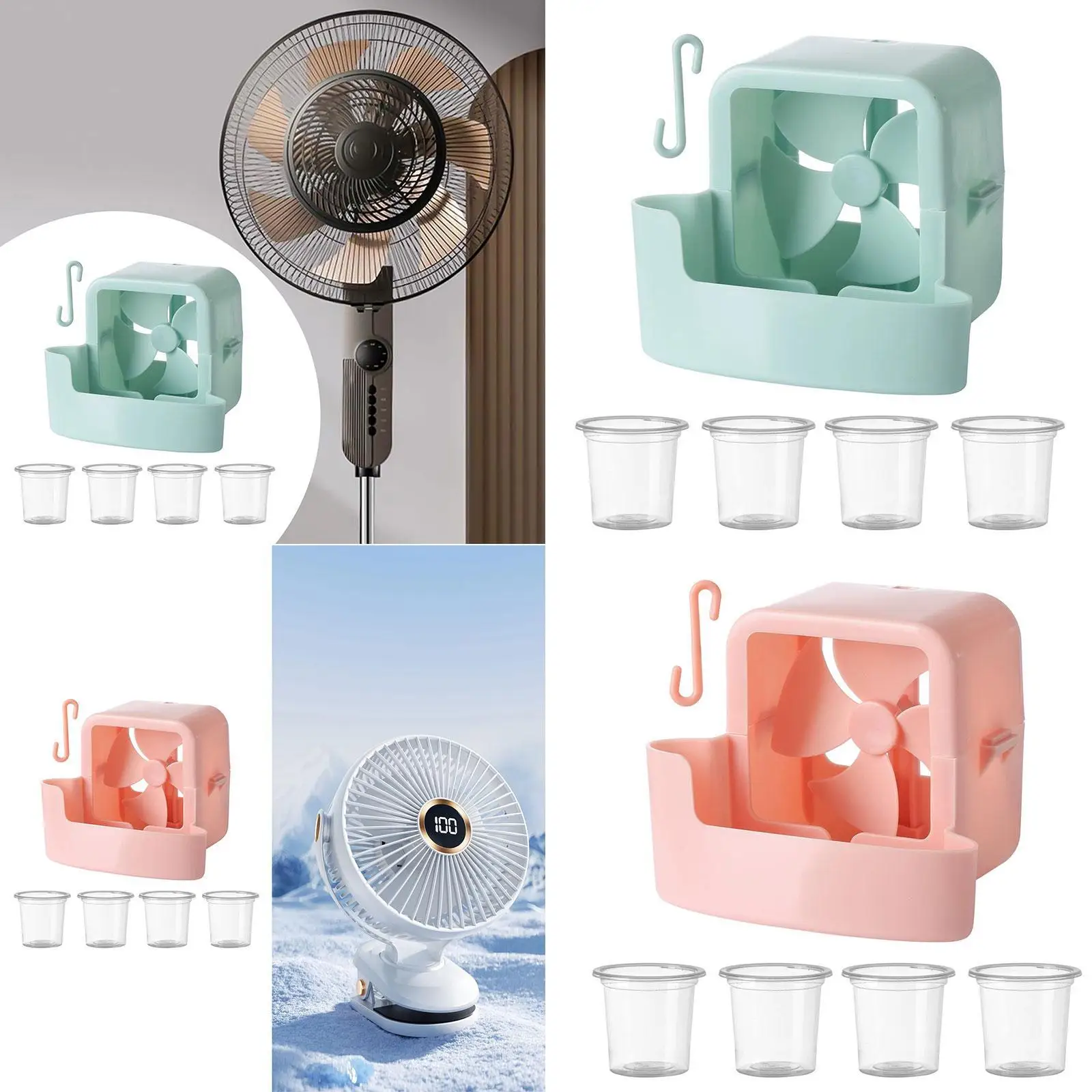 

Fan Cooling Easy Hanging with Hook Add Ice Cube for Desk Office Camping