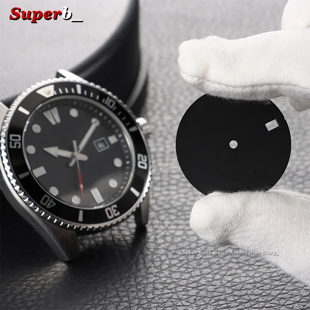 Blank Watch Dial 28.5mm Matte Watch Face Black White Color for NH35 Movement Watch Dial Single Window for Watchmaker Accessories