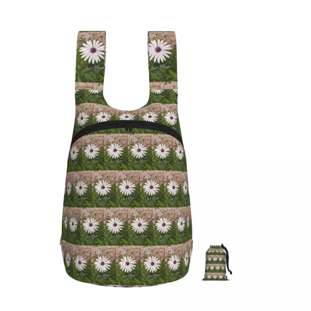 Just Bloom Minimal Flower Quote Backpack Student Storage BookBag Children School Bag Laptop Shoulder Bags for Boys Girls