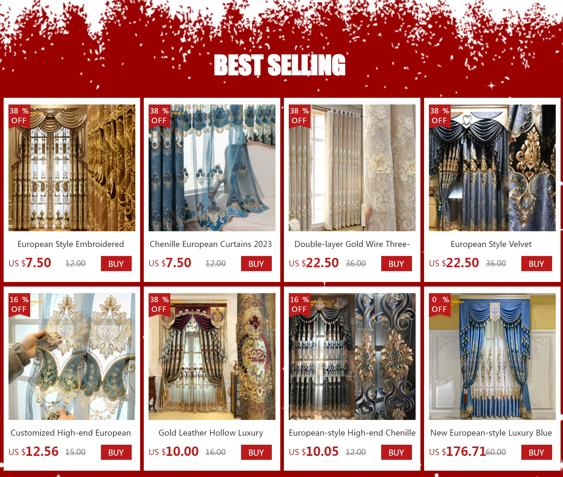 Neue blau gestempelte bestickte Jacquard-Vorhänge für Wohnzimmer, Schlafzimmer, Villa, individuelle Heimdekoration, fertiger Volant – Detail 4