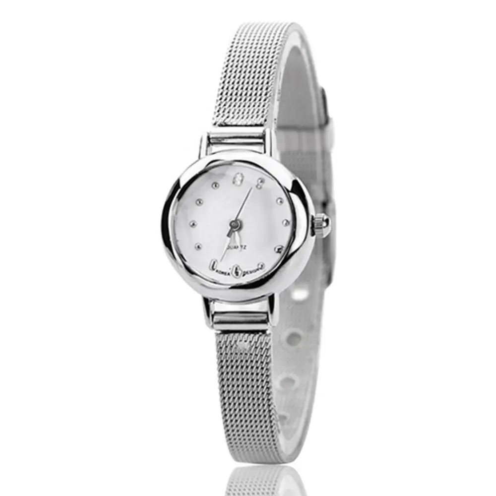 Women's Fashion Mesh Fine Alloy Band Rhinestone Dial Quartz Bracelet Wrist Watch