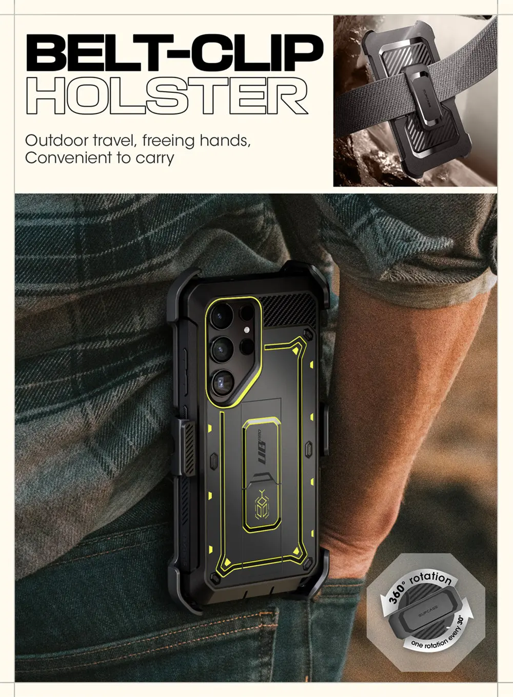 SUPCASE For Samsung Galaxy S24 Ultra Case UB Pro Full-Body Dual Layer Rugged Belt-Clip Phone Case with Built-in Screen Protector