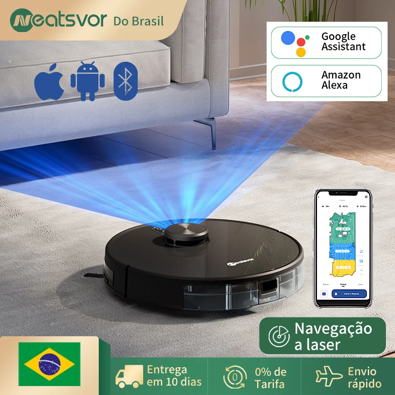 Neatsvor X600 3000Pa LDS navigation robot vacuum Cleaner app virtual wall, breakpoint cleaning, draw cleaning area, mopping wash