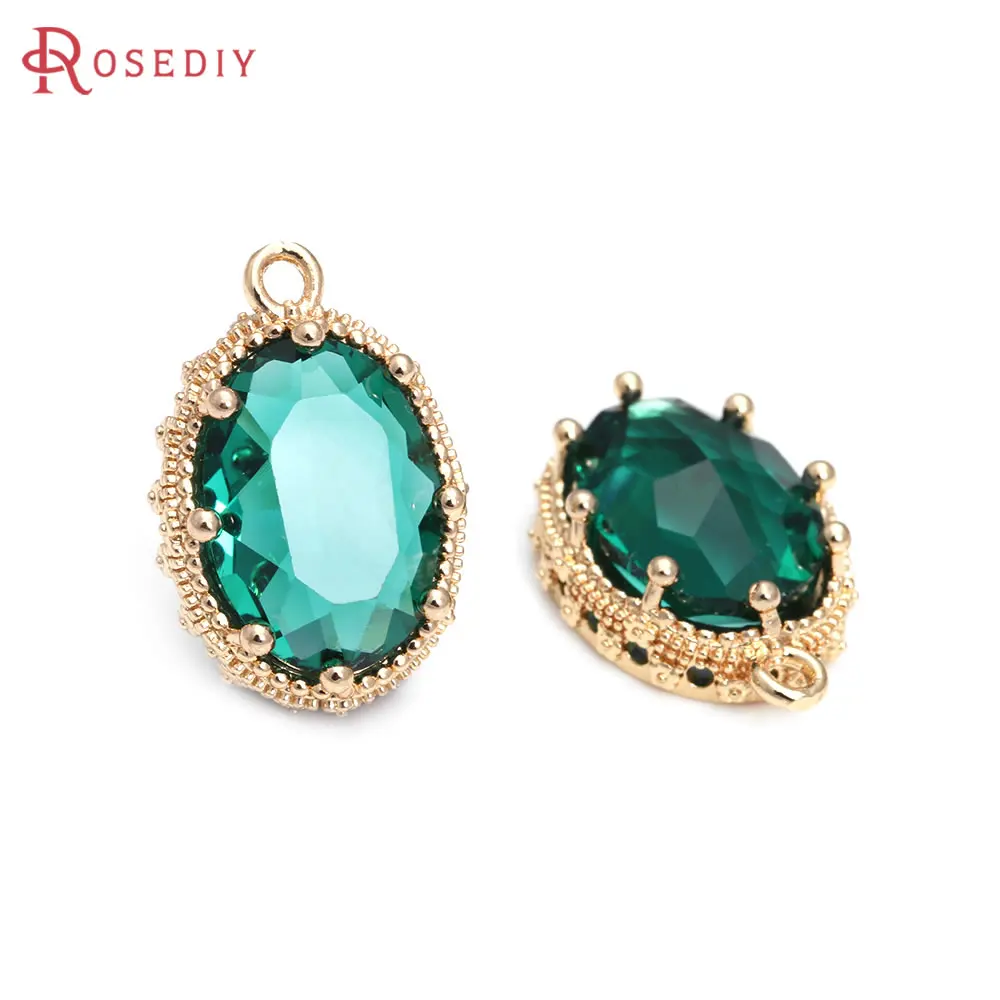 

10PCS 18K Gold Color Oval Shape Charms Pendants Necklace Earrings High Quality Jewelry Diy Accessories