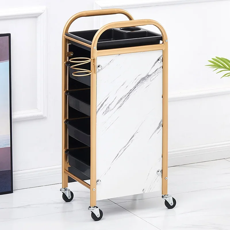 Stylist's Ally Multilayer Hairdresser Cart ล้อขนาดใหญ่ความจุ Beauty Cart Retro Salon รถเข็นสําหรับร้านตัดผมเครื่องมือ