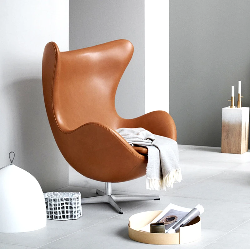 

Nordic Couch Hotel Wingback Chair Light Luxury Single Minimalist Genuine Leather Egg Chair