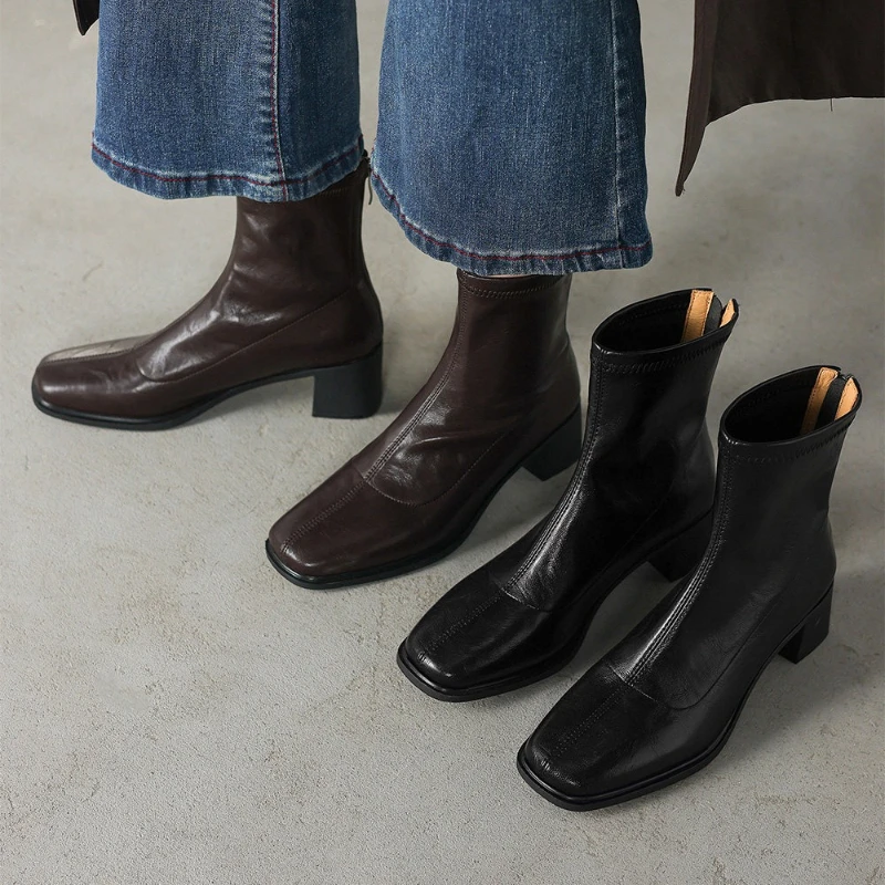 Vintage Fashion Rome - Herbstliche Vintage-Stiefeletten mit elastischem Bund, schmal