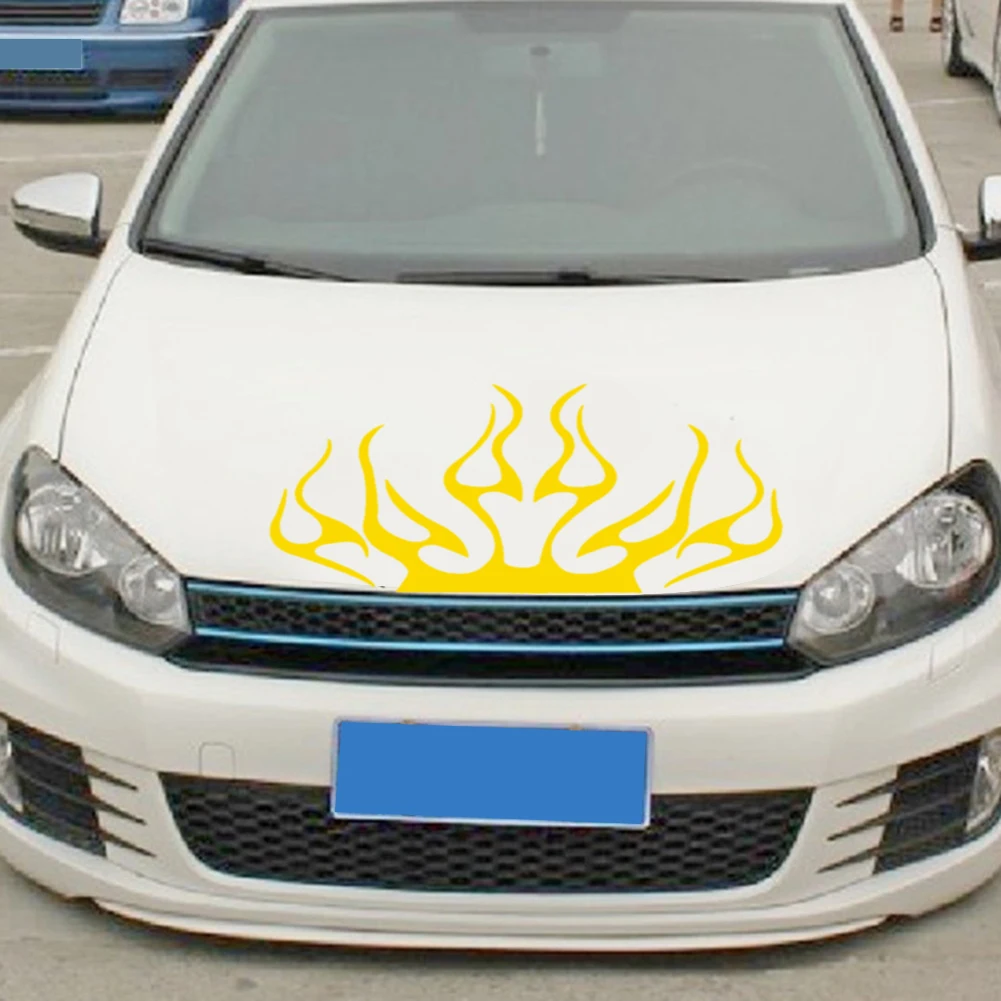 

Car Hood Decorative Sticker PVC Flame Fire Sticker For Auto Body Side Skirt Door Decoration Decal DIY Styling Accessory Yellow