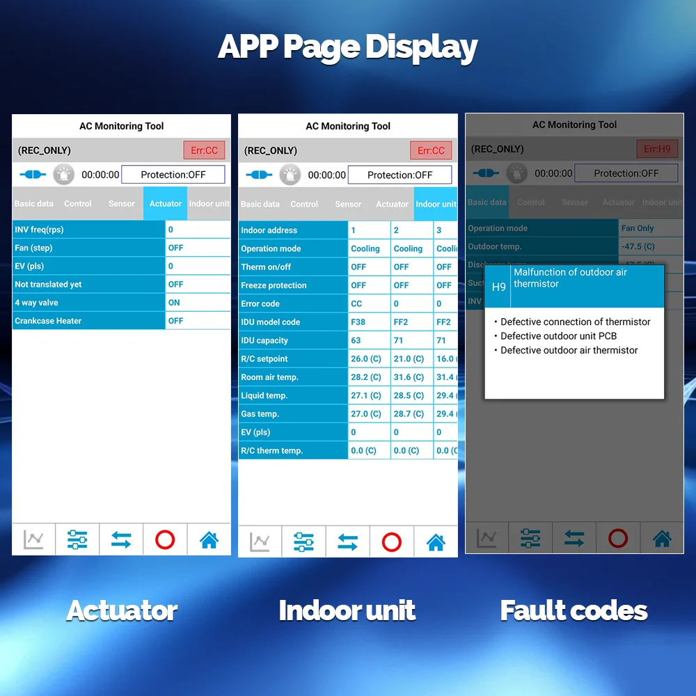 أدوات التشخيص واي فاي بلوتوث خدمة Dchecker لنظام Daikin VRV Skyair RA IOS Skygeek Trouble اطلاق النار 999172T 999187T