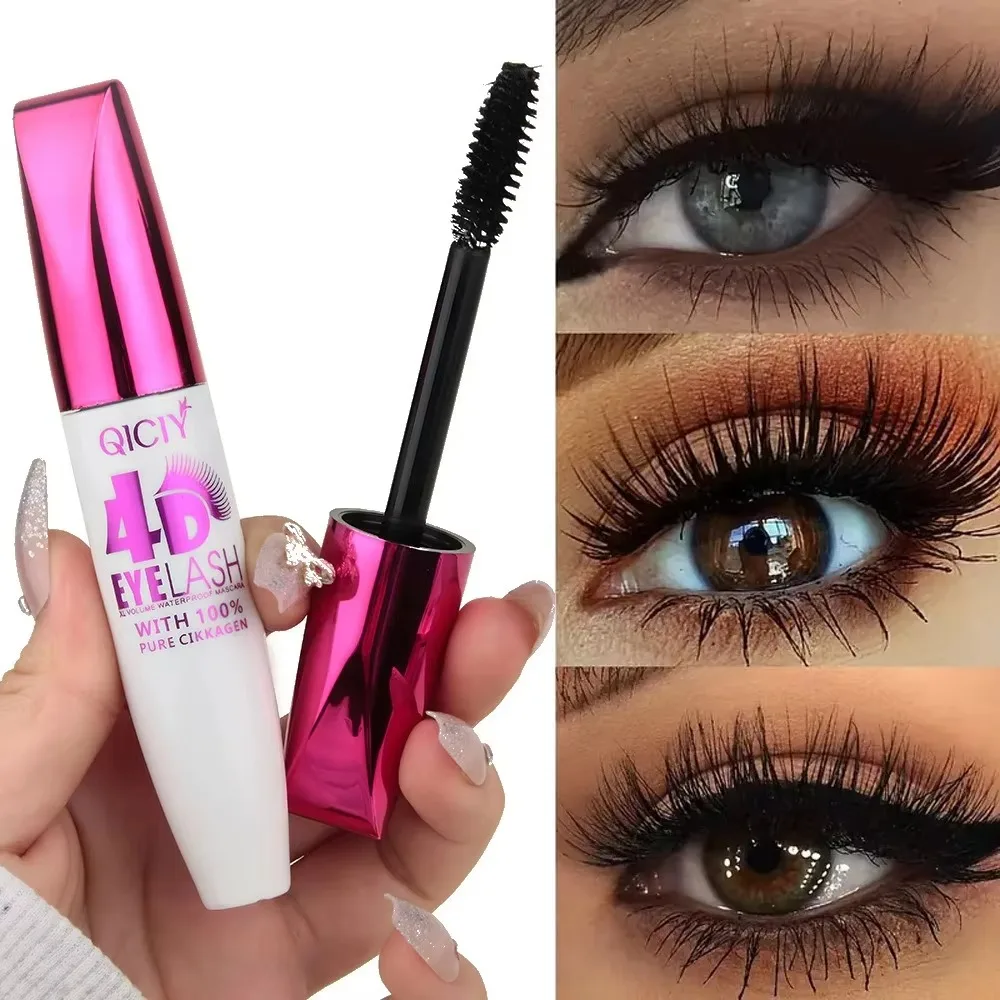 Black 4D Mascara Waterproof Extra Long Natural Curling Mascara Volume Lasting Smudge-Resistant Big Eye Makeup Novice Quick Start