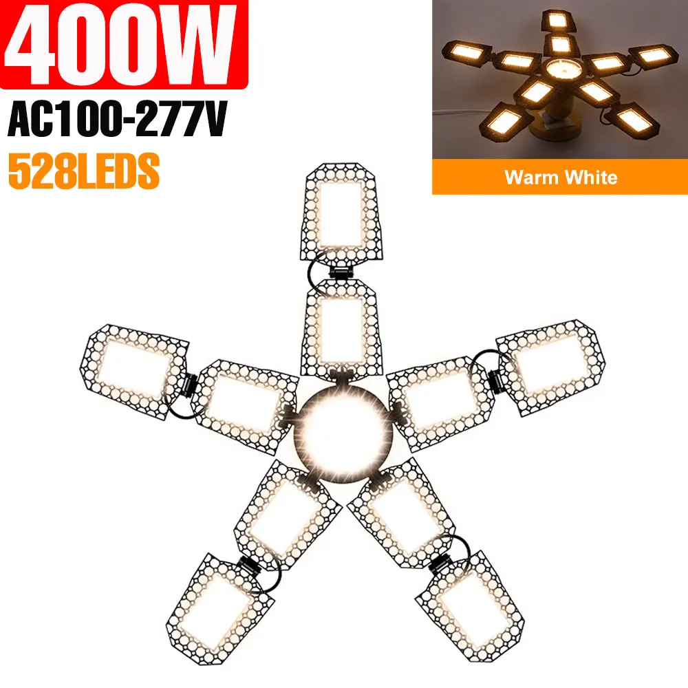 400W LED Garage Gloeilamp E27/E26 Plafondlamp AC 220V Opvouwbare Vervormbare Spots 110V Voor Thuis magazijn Workshop Kelder