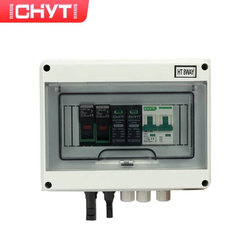 CHYT 1-in-1-out 600V Outdoor Waterproof 1 String IP65 PV Solar Surge Lightning Protection DC Combiner Box