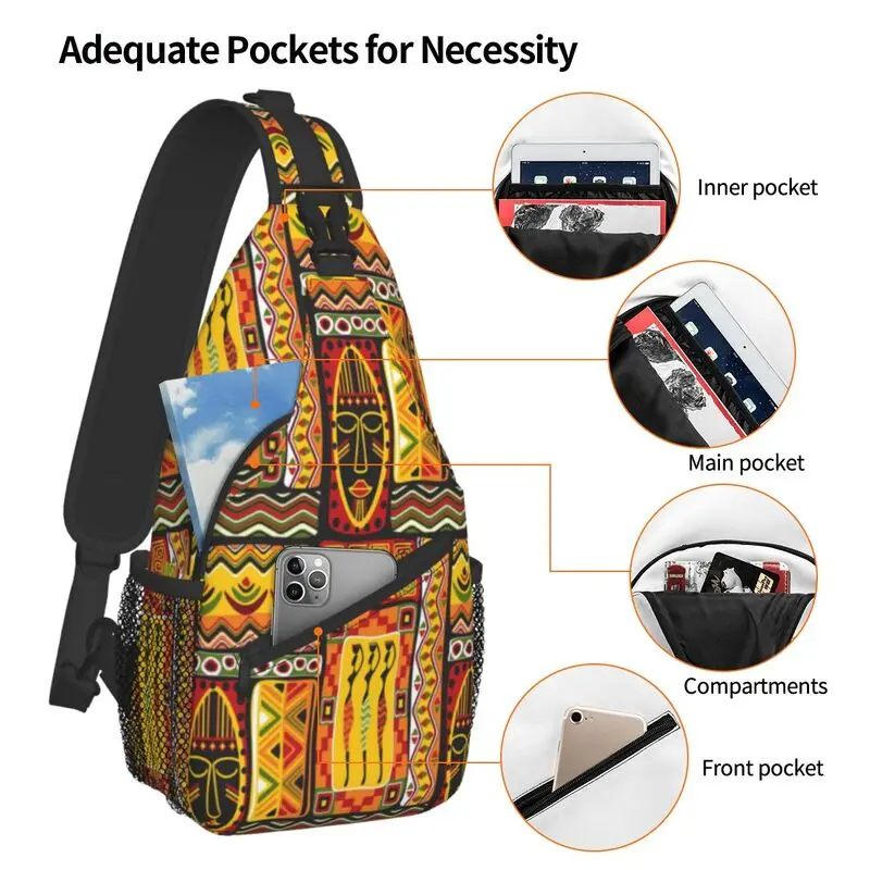 Fashion African Elements Pattern Crossbody Sling Backpack Men Africa Ethnic Culture Shoulder Chest Bags for Traveling