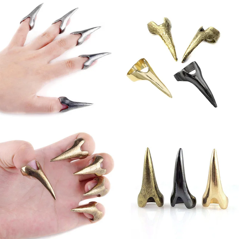1pc Retro Metal Talon Claw Finger Nail Ring Cool Gothic Punk Spike Fingertip Rings Women Cosplay Fashion Jewelry Accessories