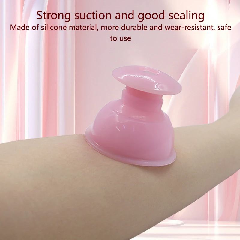 Silicone Cupping Massage Cup Pink For Body Fac Neck Eye Massage Vacuum Tank Body Moxibustion Jar Facial Care, Beauty Tool