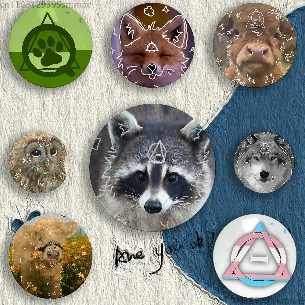 

New Therian Delta Symbol Pins 58mm Cute Cartoon Badge Handmade Brooches for Backpack Accessories Jewelry Gifts