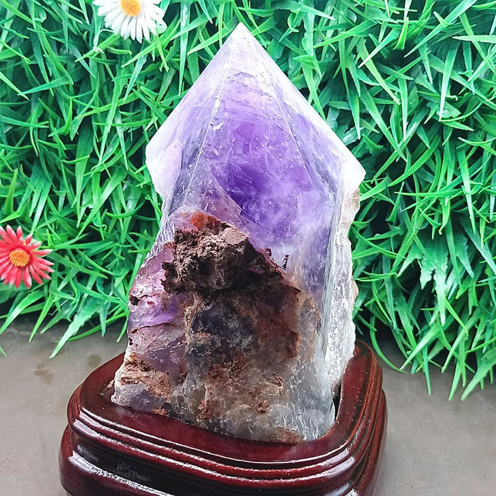 Natural quartz crystal amethyst columns, chakras, home decorations, ornaments