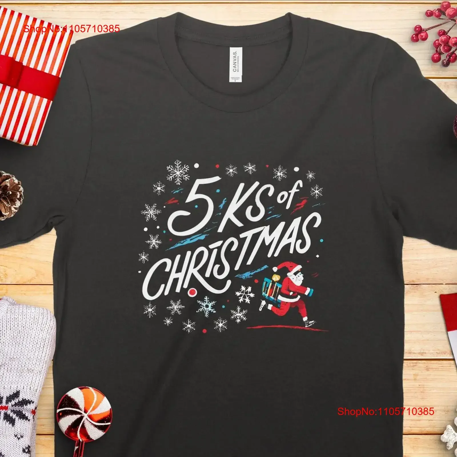 5k of Christmas Running T Shirt Santa Xmas Run Race Stick Figure for Women Runners Holiday Sweater vintage Washed Breathable